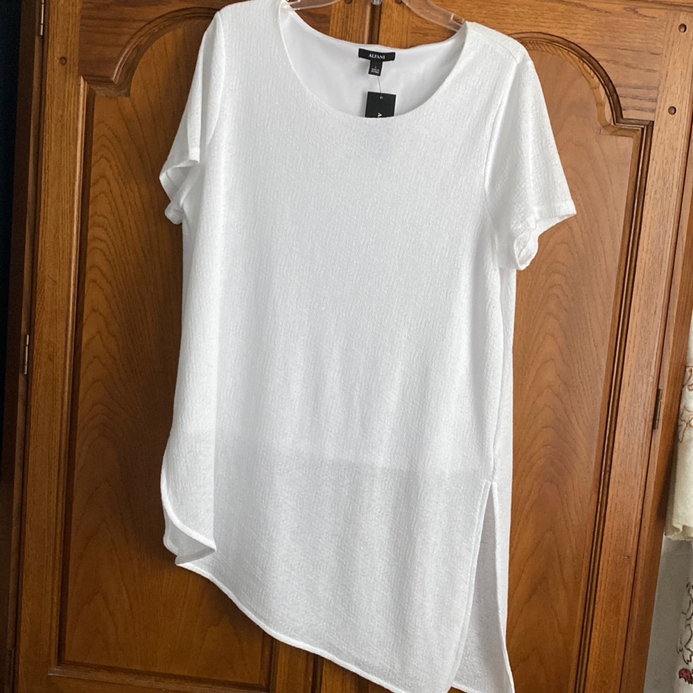 NWT Alfani White Tunic / Beach cover Large 21”W x 30”/36”